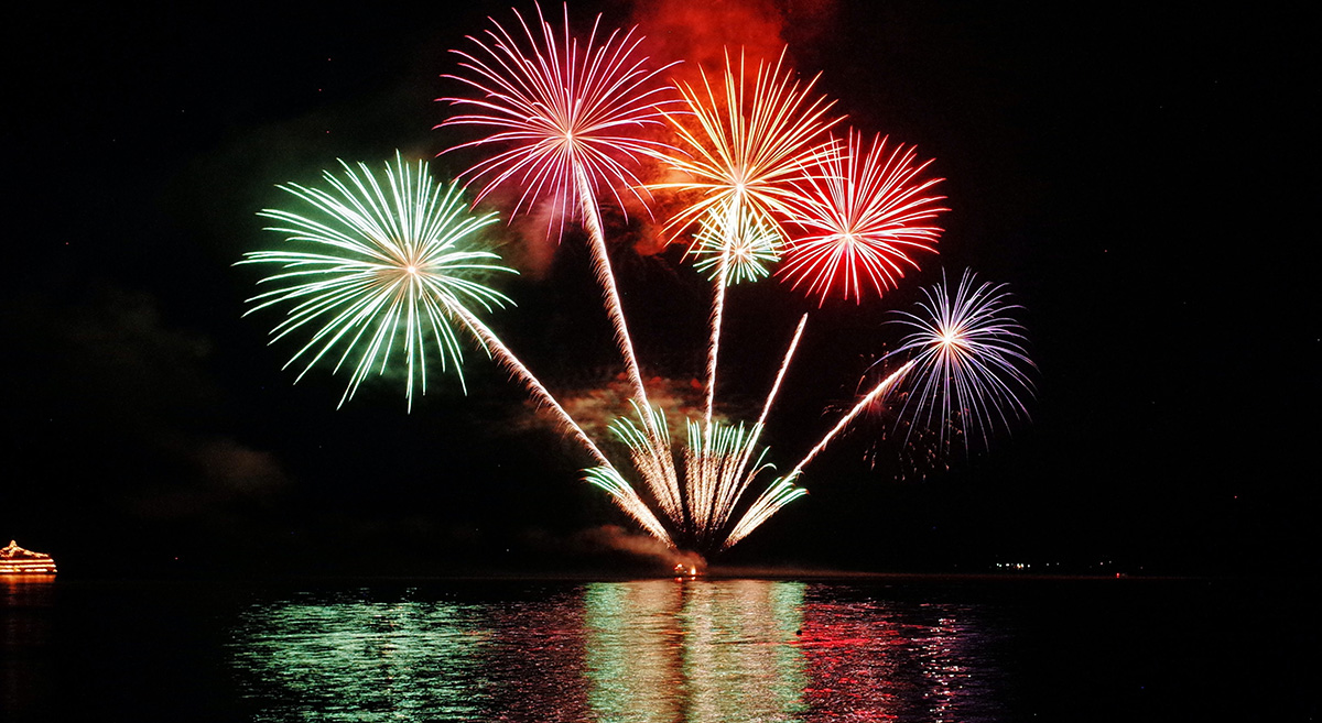 Fireworks over water