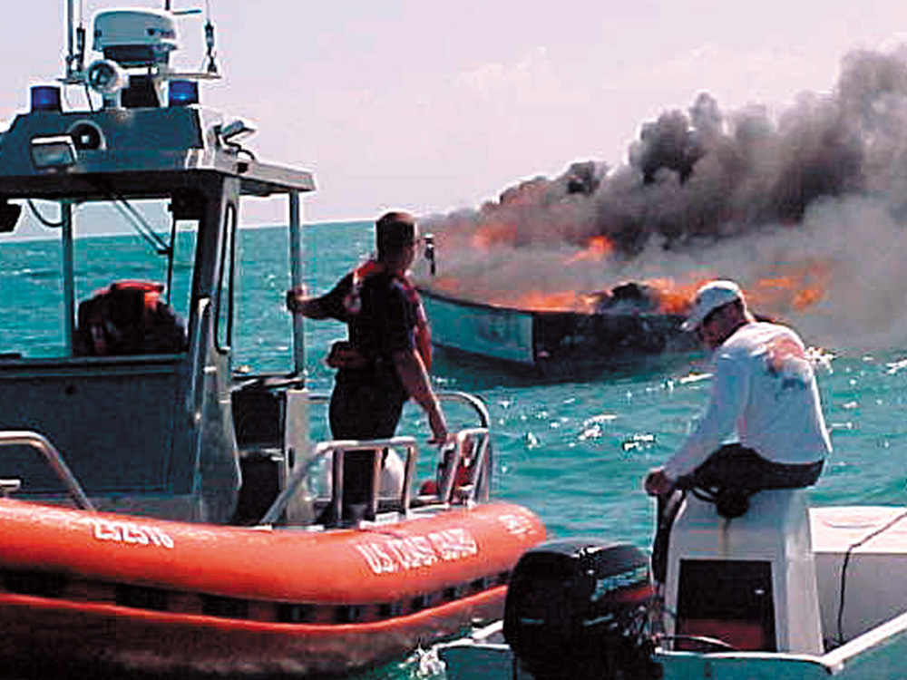 Boat on fire